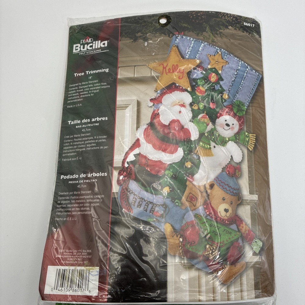 Bucilla Tree Trimming Felt Christmas Stocking Kit 18" Santa Snowman Bear 86017